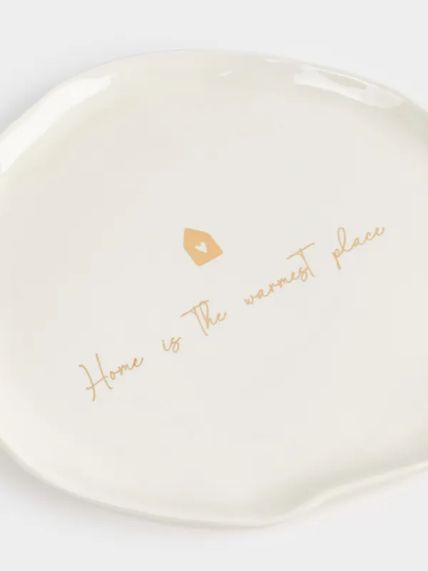 Ыдыс, 28 см, керамика, сүт және алтын түстес, Home is the warmest place, Snow sparks, image-2