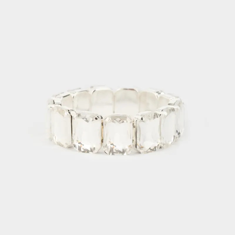 Білезік, 18 см, шыны / металл, күміс, кристалдар, Jewelry crystal