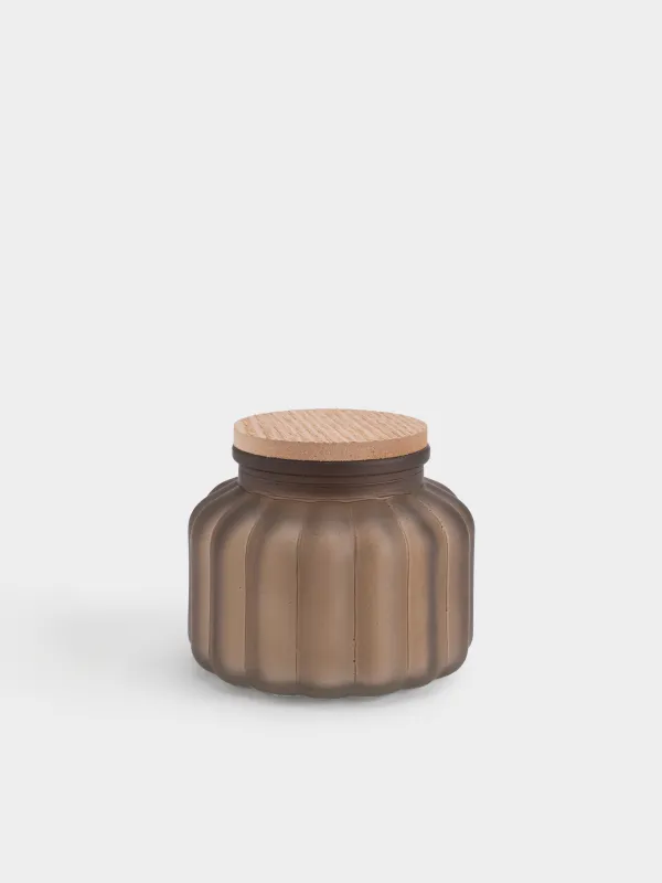 Хош иісті шам, 8х6 см, шам ұстағышта, қақпағы бар, шыны, White musk warm vanilla, Matte, image-0