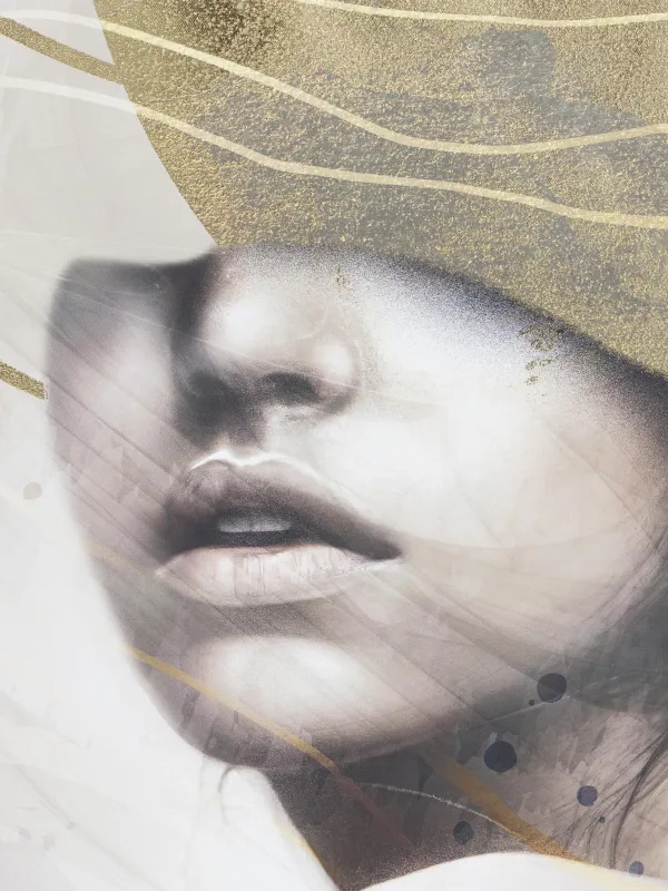 Жақтаудағы сурет, 78х103 см, кенеп, алтын қоңыр, Қыз, Abstract, image-4