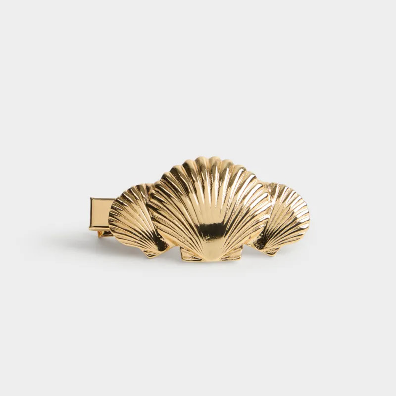 Заколка для волос, 5 см, металл, золотистая, Ракушки, Jewelry seaside