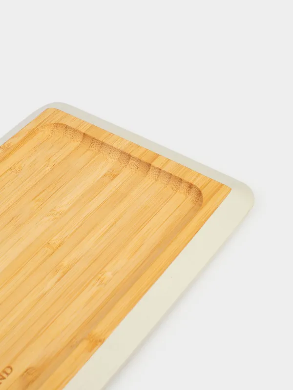 Табақша, 24х16 см, бамбук, тікбұрышты, сұр жиек, Bamboo soft, image-5