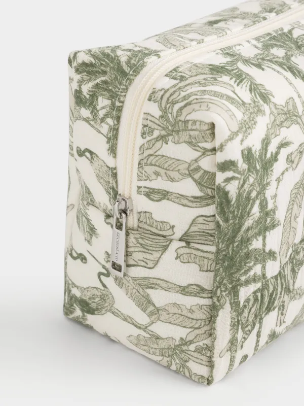 Косметикалық сөмке, 22х15 см, муслин, жасыл, Jungle, Muslin print, image-4
