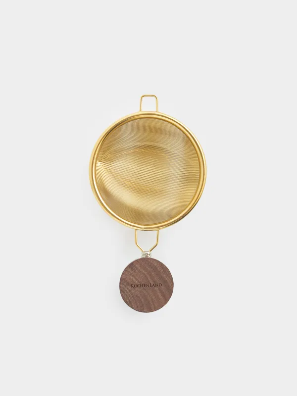 Сито для заваривания чая, 14 см, сталь/дерево, золотистое, Ложка, Classic gold, image-0