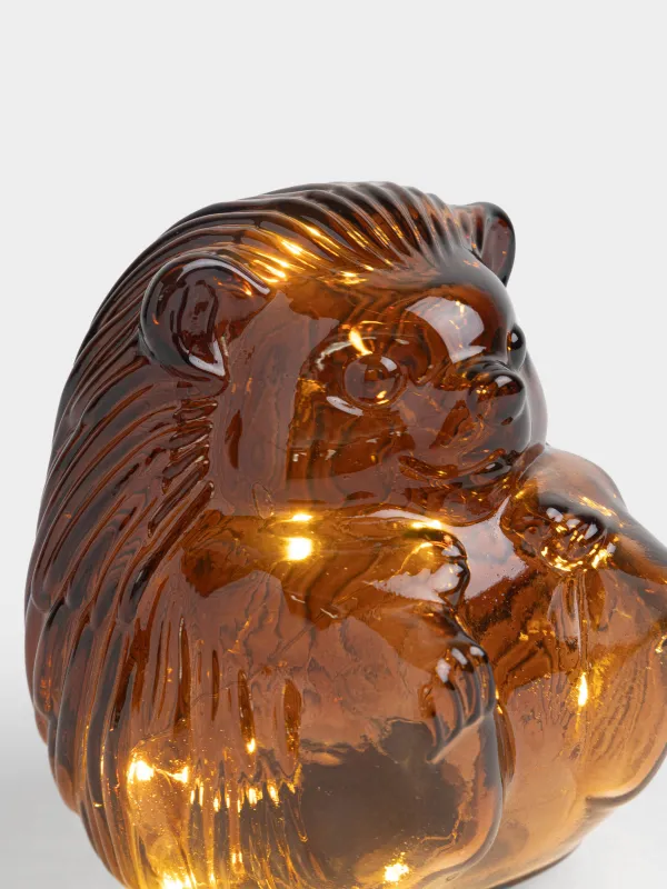 Сәндік шам, 13 см, шыны, қоңыр, Кірпі, Illumination shape, image-1