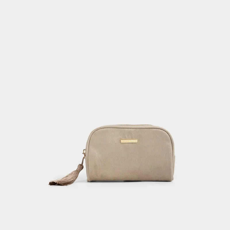 Косметикалық сөмке, 18х12 см, шашағы бар, барқыт, қоңыр, Velvety