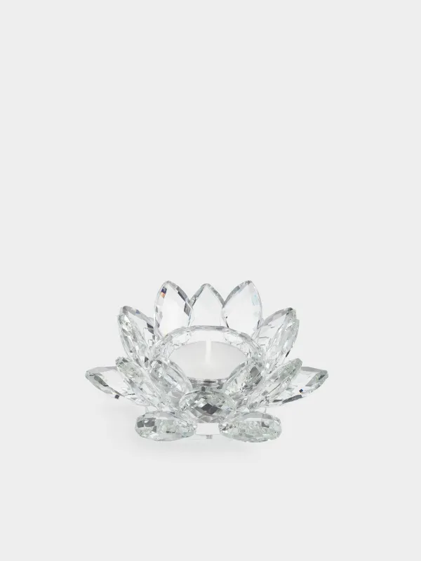 Шам ұстағыш, 11 см, шай шамына арналған, шыны, Гүл, Crystal flower, image-2