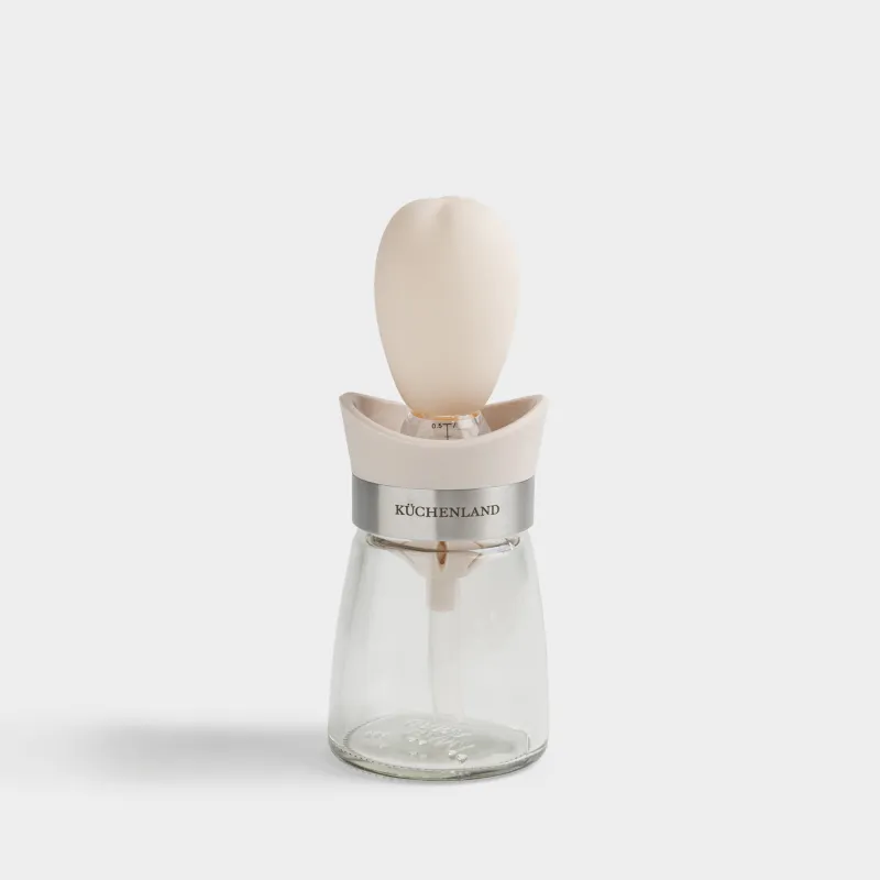Контейнер для масла, 140 мл, с кисточкой, стекло/силикон, молочный, Milk kitchen