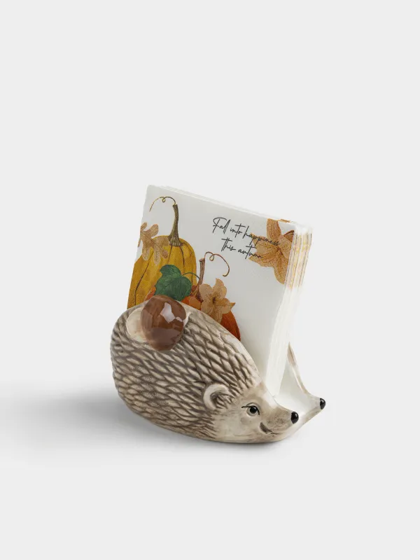 Салфетница, 14 см, керамика D, коричневая, Еж с грибом, Hedgehog, image-3