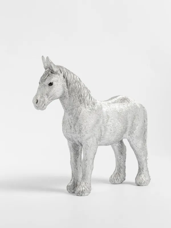 Мүсінше, 17х16 см, полирезин, күміс, Жылқы, Horse silver, image-0