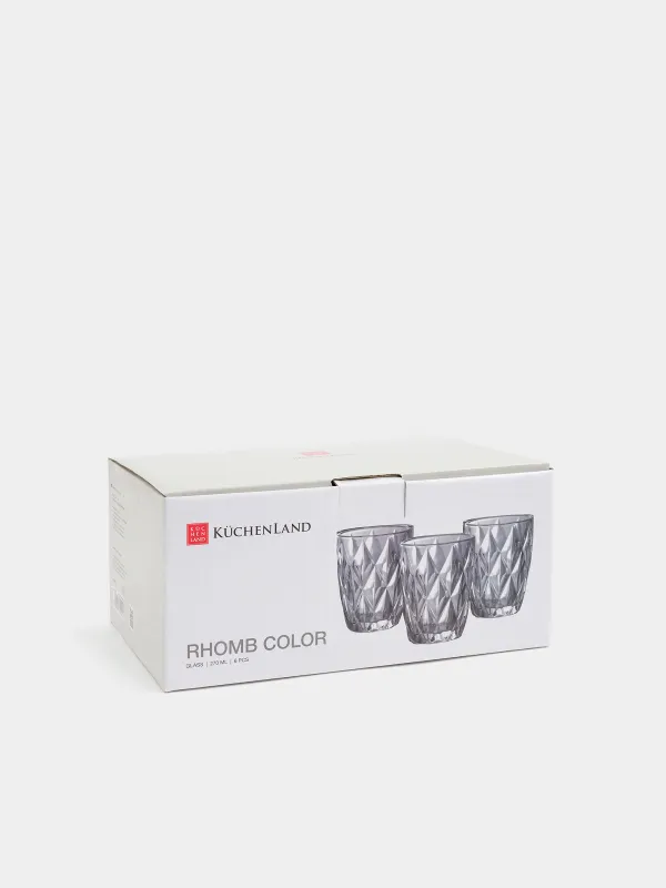 Стақан, 10 см, 270 мл, 6 дана, шыны Р, сұр, Rhomb color, image-5