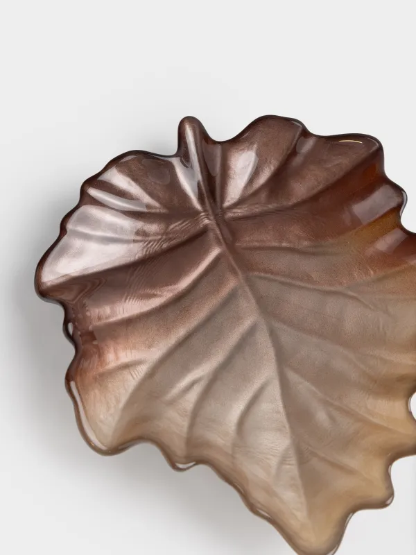 Ыдыс, 22х19х4 см, шыны, қоңыр, Жапырақ, Leaves, image-1