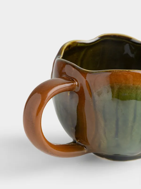 Саптыаяқ, 470 мл, керамика K, жасыл және қоңыр, Гүл, Autumn gifts, image-2