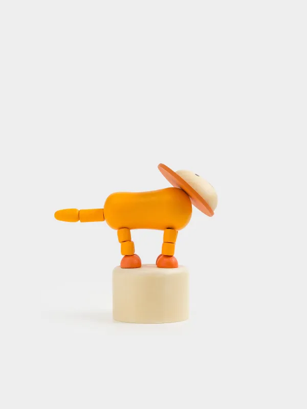 Игрушка, 9х4 см, дергунчик, дерево, желтая, Львенок, Leo, image-2
