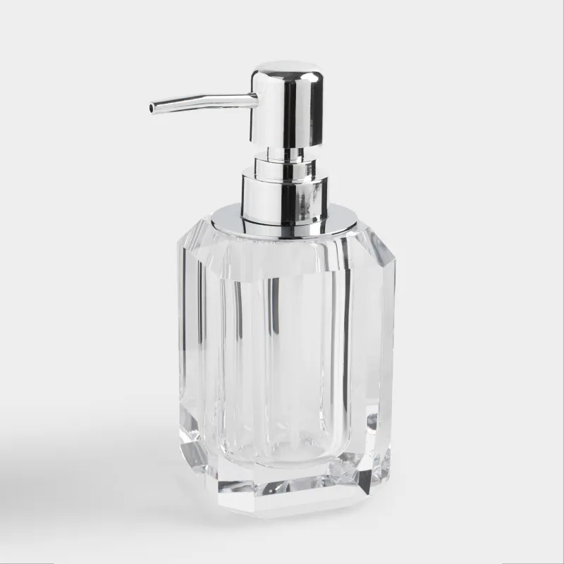 Сұйық сабынға арналған диспенсер, 200 мл, шыны/металл, Қырлар, Shower Crystal Glance