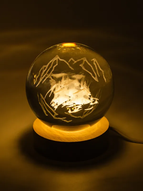 Светильник декоративный, 10 см, с подсветкой, стекло/дерево, Горы, Illumination, image-5