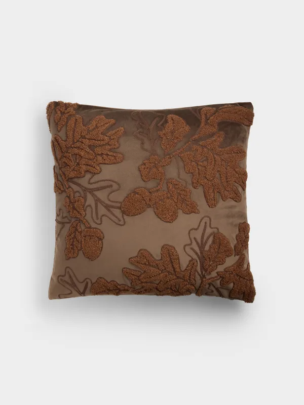 Сәндік жастық, 45х45 см, барқыт, қоңыр, Емен жаңғақтары, Velvet, image-0