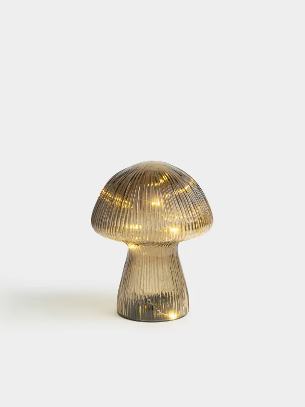 Сәндік шам, 14 см, шыны, сұр-қоңыр, Саңырауқұлақ, Illumination shape, image-0
