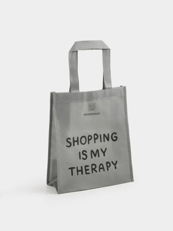 Шоппер сөмкесі, 34х30 см, полипропилен, сұр, Дизайн, Shopping font, image-3