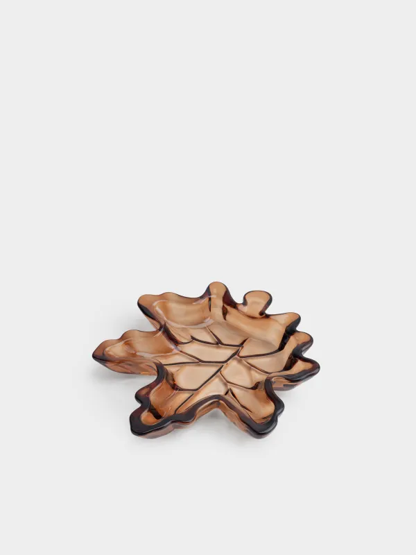 Блюдо, 23х21 см, стекло, коричневое, Кленовый лист, Leaves, image-0