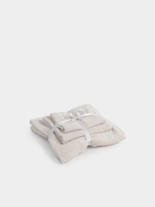 Комплект полотенец, 40х60/50х90/70х140 см, 3 шт, хлопок, бежевый, Natural cotton, image-7