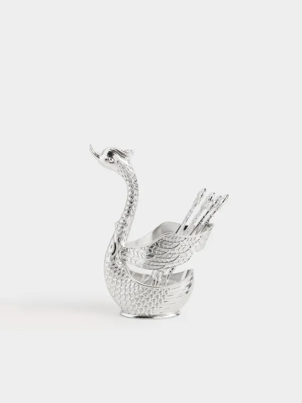 Ложка десертная, 4 шт, в подставке, Лебедь, Swan, image-0