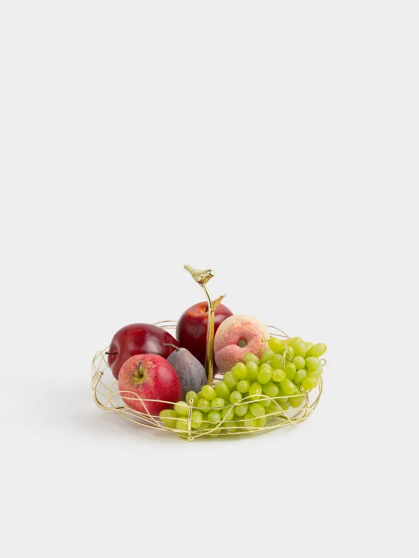 Корзина для фруктов, 29х17 см, с ручкой, металл, золотистая, Птица, Twist gold, image-4