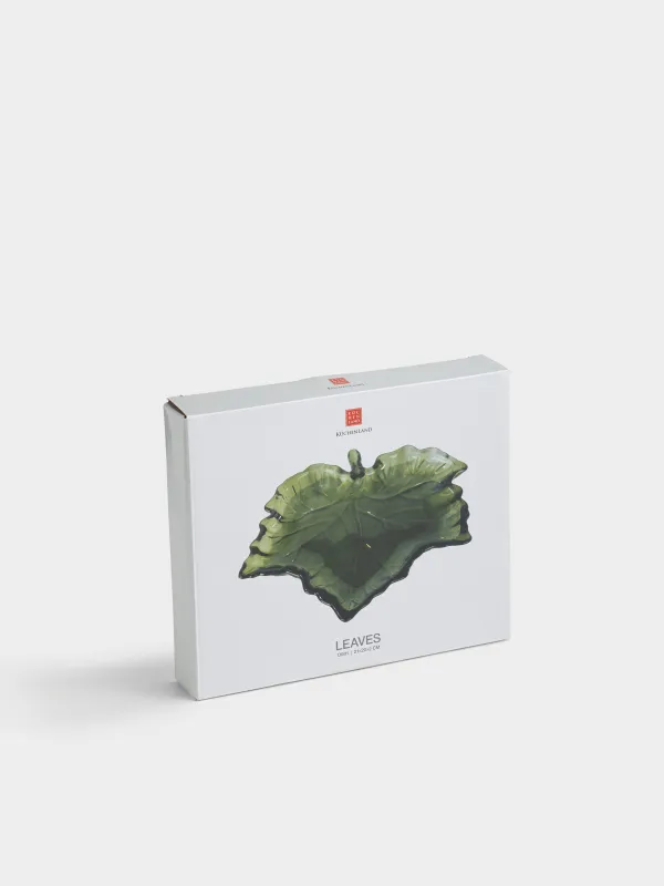 Блюдо, 21х20x2 см, стекло, зеленое, Кленовый лист, Leaves, image-5