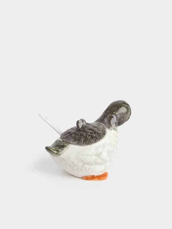 Қант ыдысы, 10 см, 220 мл, қасықпен, керамика, Үйрек, Duck, image-1