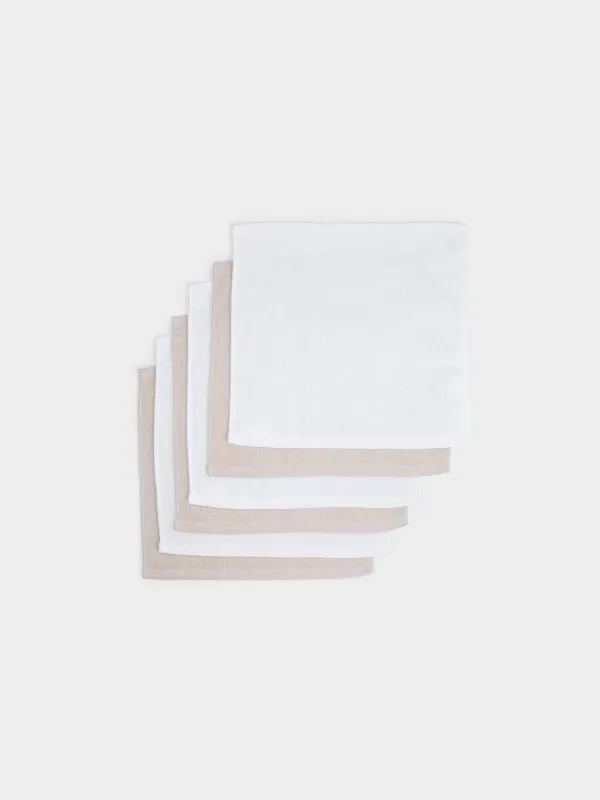 Сүлгі, 30х30 см, 6 дана, садақпен себетте, мақта, бежевый / ақ, Basket towel, image-2