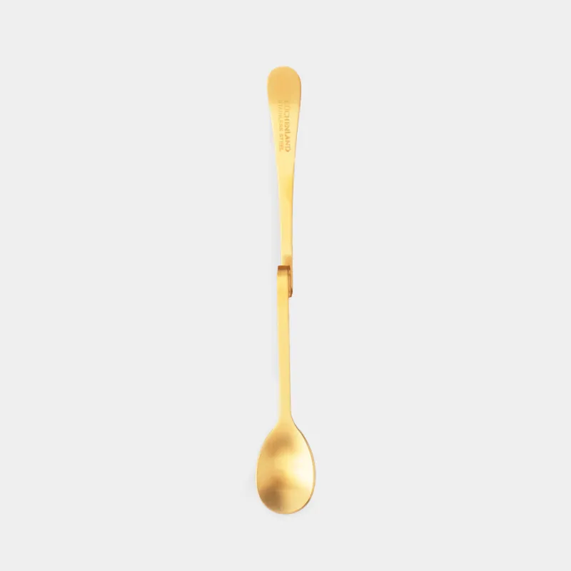 Шай қасық, 20 см, иілген тұтқасы бар, болат, алтын, Classic gold