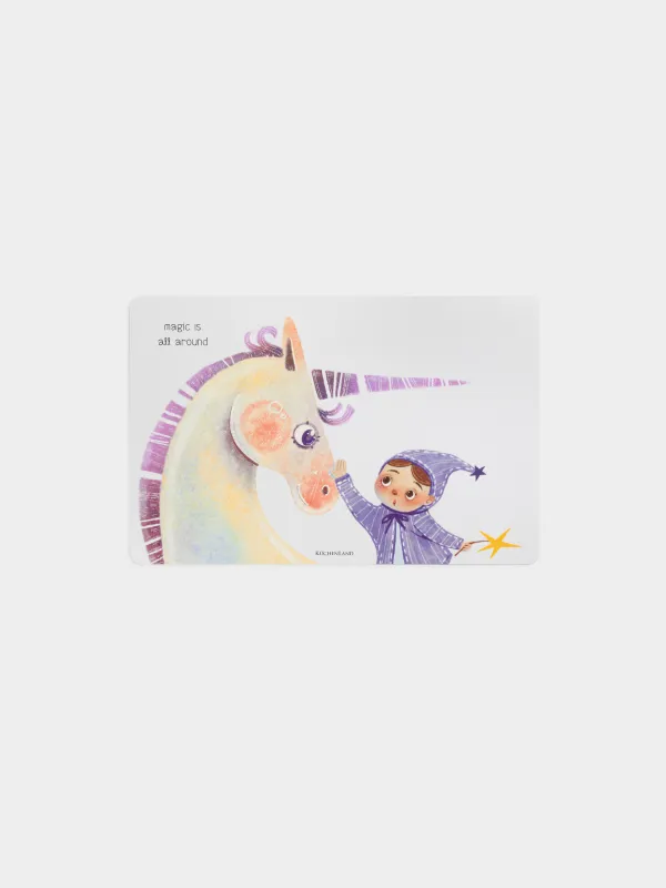 Салфетка под приборы, 28х43 см, пластик, прямоугольная, белая, Единорог, Unicorn, image-0