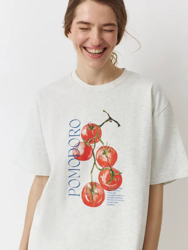 Әйелдер футболкасы, өлшемі L, мақта, ақ, Pomodoro, Alvida, image-2