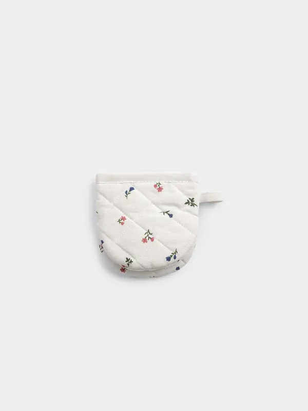 Прихватка, 13x13 см, двойная, хлопок, бежевая, Цветы, El flora, image-0