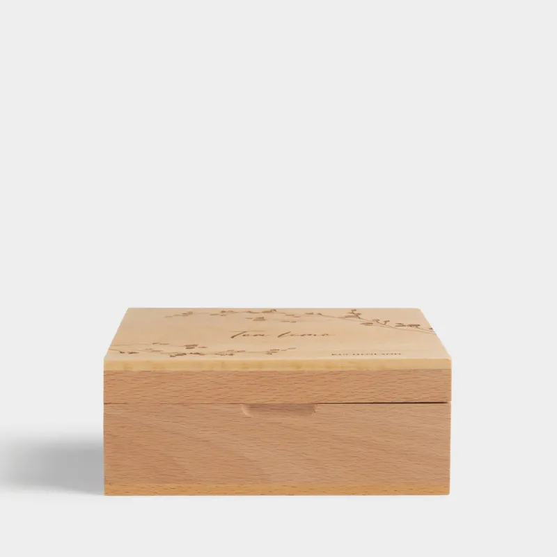 Шай қорабы, 15х15 см, 4 бөлім, ағаш, шаршы, Бұтақтар, Wood kitchen