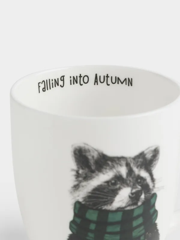 Саптыаяқ, 400 мл, фарфор F, ақ, Шарф киген жанат, Raccoon, image-1