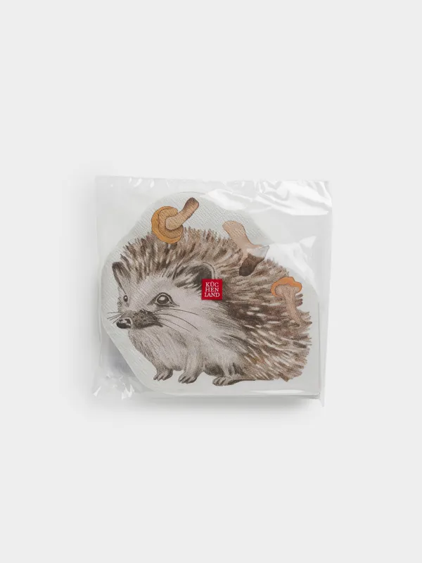 Салфетки бумажные, 33х31 см, 20 шт, фигурные, белые, Еж, Forest hedgehog, image-3