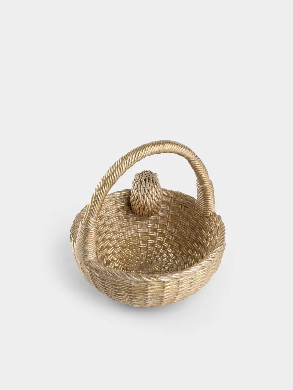 Ваза декоративная, 21х19 см, Ежик на корзине, Hedgehog gold, image-1