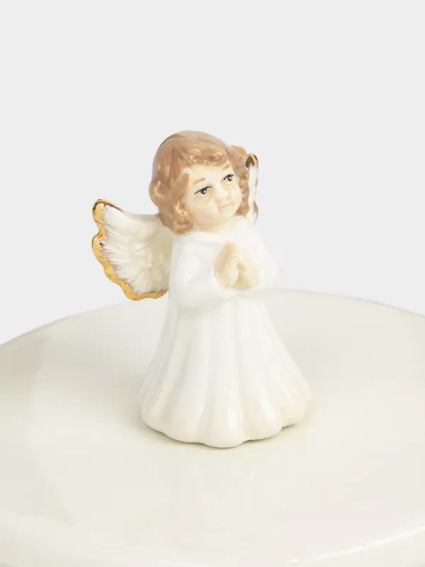 Зергерлік қорап, 11х11 см, керамика, сүт және алтын түстес, My angel, Angel, image-3