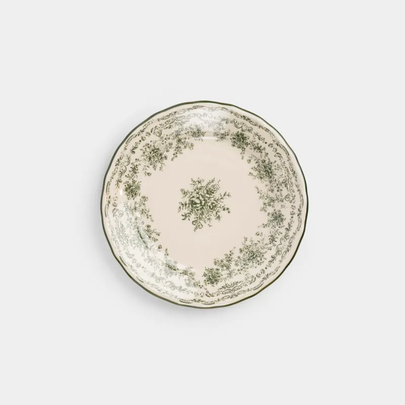 Тіскебасар тәрелкесі, 22 см, фарфор Р, сүт түстес, Жасыл гүлдер, Green lace