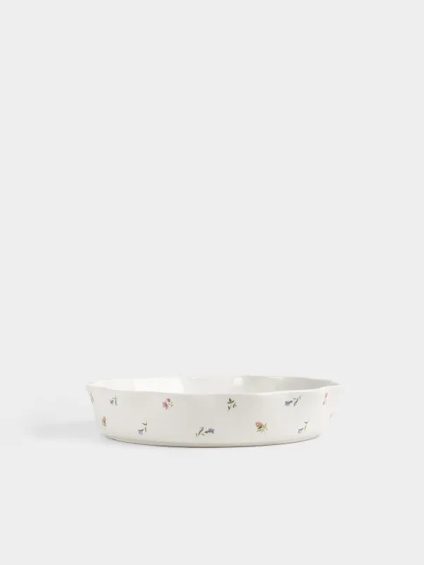 Пісіруге арналған ыдыс, 25 см, керамика, дөңгелек, сүт түстес, Нәзік гүлдер, El flora, image-0