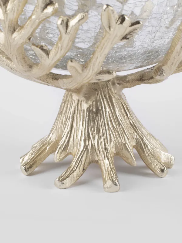 Ваза для фруктов, 20х17 см, на ножке, Кракелюр, Fantastic gold, image-3