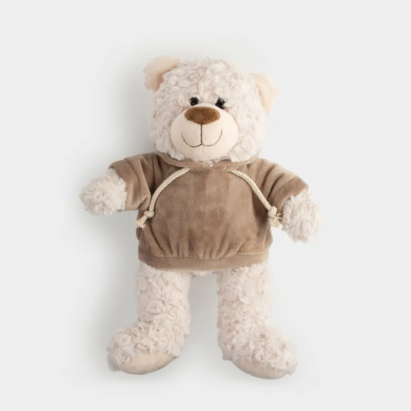 Ойыншық, 35 см, жұмсақ, сүт түстес, Худи киген аю, Bear
