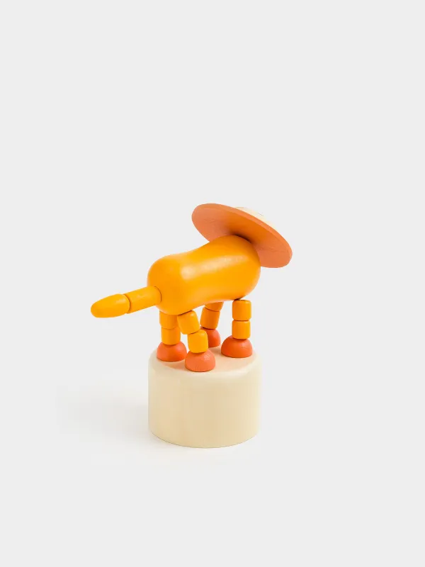 Игрушка, 9х4 см, дергунчик, дерево, желтая, Львенок, Leo, image-3
