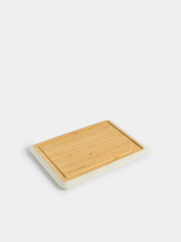 Доска разделочная, 28х20 см, бамбук, прямоугольная, серый кант, Bamboo, image-4