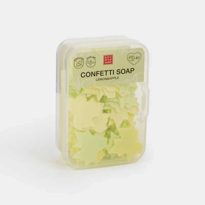 Конфетти сабын, 2 см, 80 дана, сары/жасыл, Лимон/Алма, Жапырақтар, Confetti