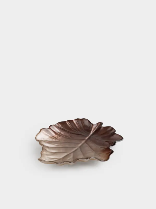 Ыдыс, 22х19х4 см, шыны, қоңыр, Жапырақ, Leaves, image-0