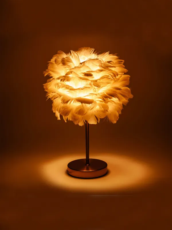 Үстел шамы, 42 см, металл/қауырсын, ақ және алтын, Fantastic gold, image-4