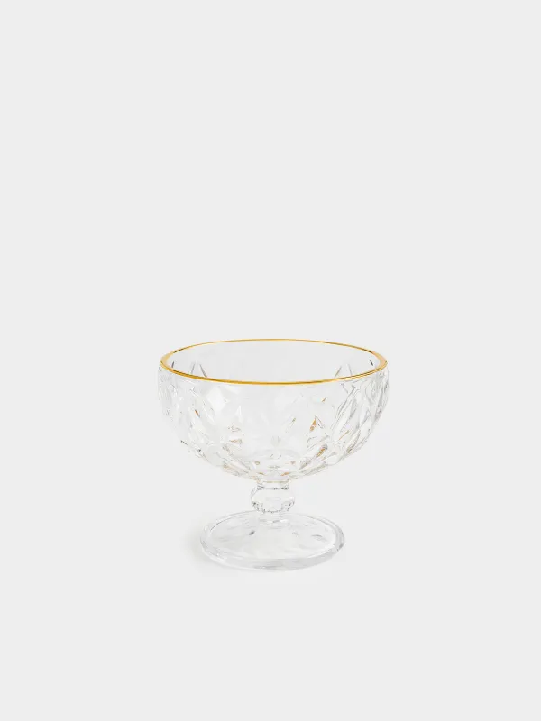 Креманка, 11 см, 320 мл, шыны P, алтын жиегі бар, Rhomb gold, image-0