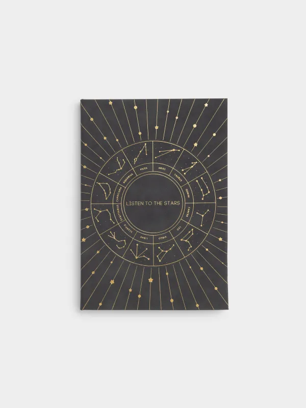 Блокнот, 14х20 см, 80 п, полиуретан, қара, Зодиак белгілері, Stationery black, image-0